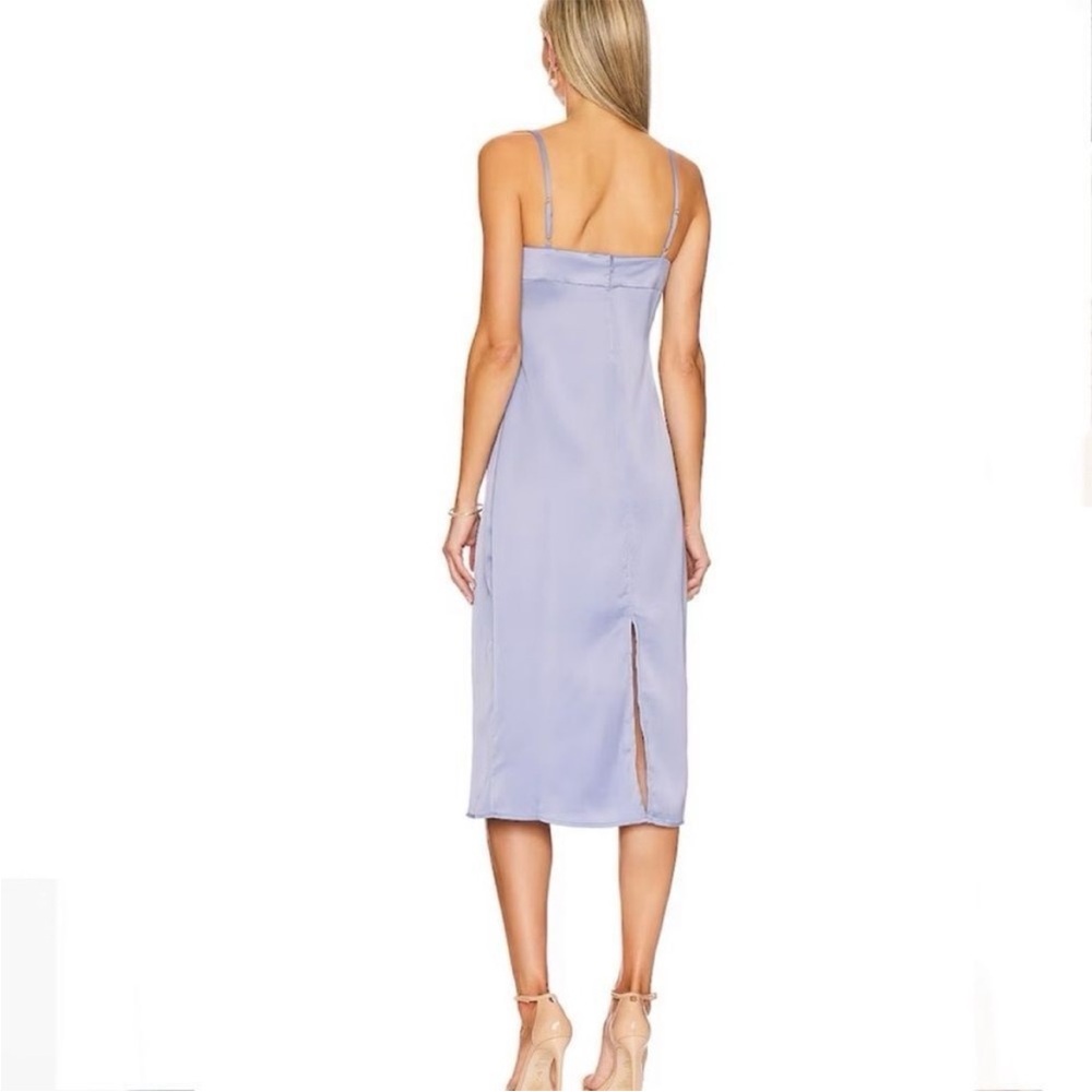 WeWoreWhat Slate Blue Cowl Satin Charmeuse Midi Dress Size 4 NWT Style# WWD18-1 - Picture 4 of 5